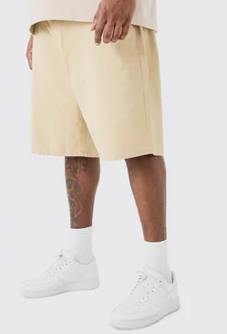 Plus Fixed Waist Relaxed Fit Shorts In Stone Stone