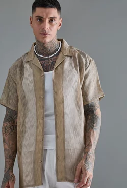 Tall Short Sleeve Oversized Textured Shirt Stone