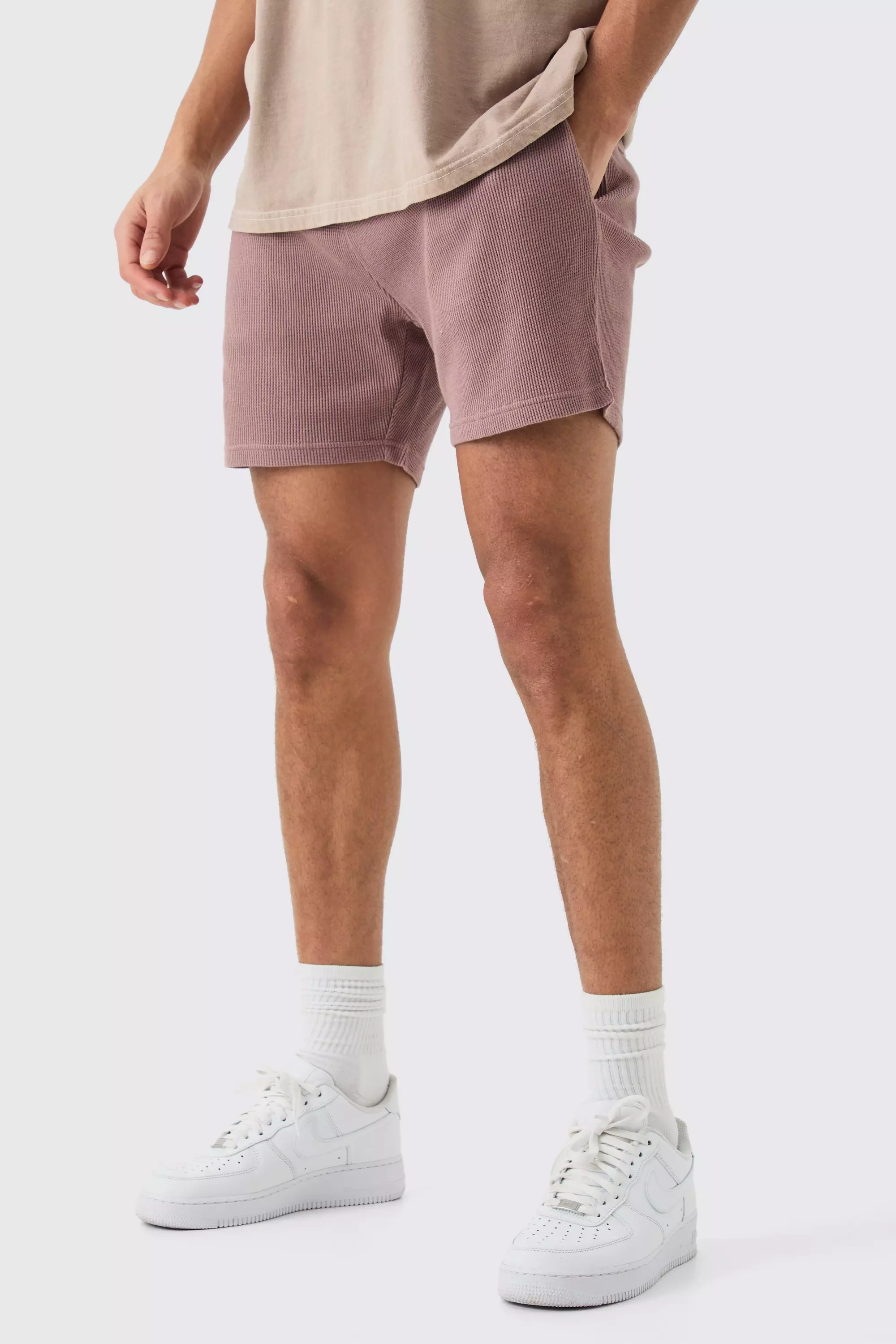 Slim Short Length Waffle Short Mauve