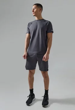 Charcoal Grey Man Active Performance Tshirt & Short Set