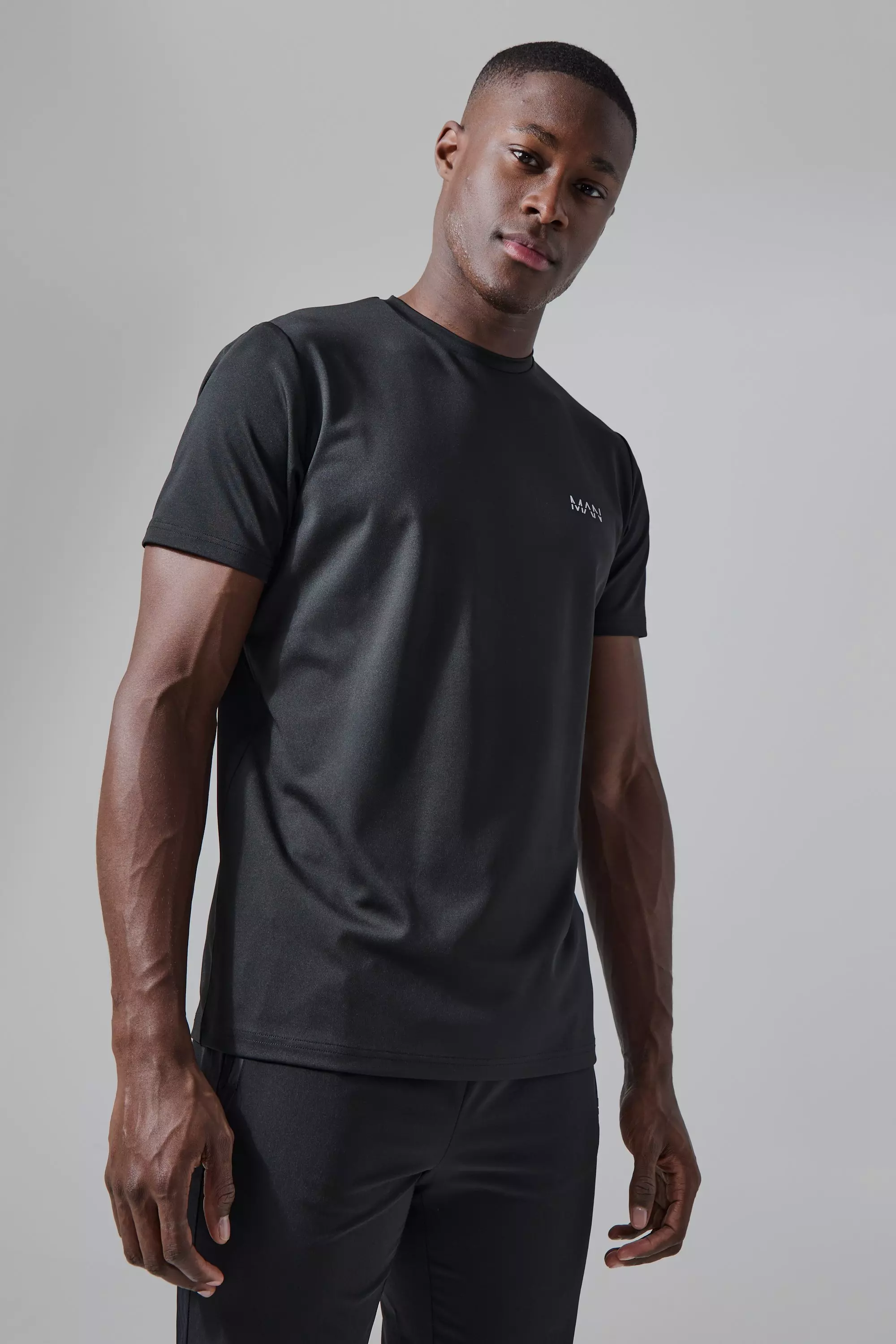 Man Active Performance Gym Regular Fit Tshirt Black