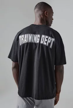 Black Active Training Dept Curved Print Oversized Tshirt