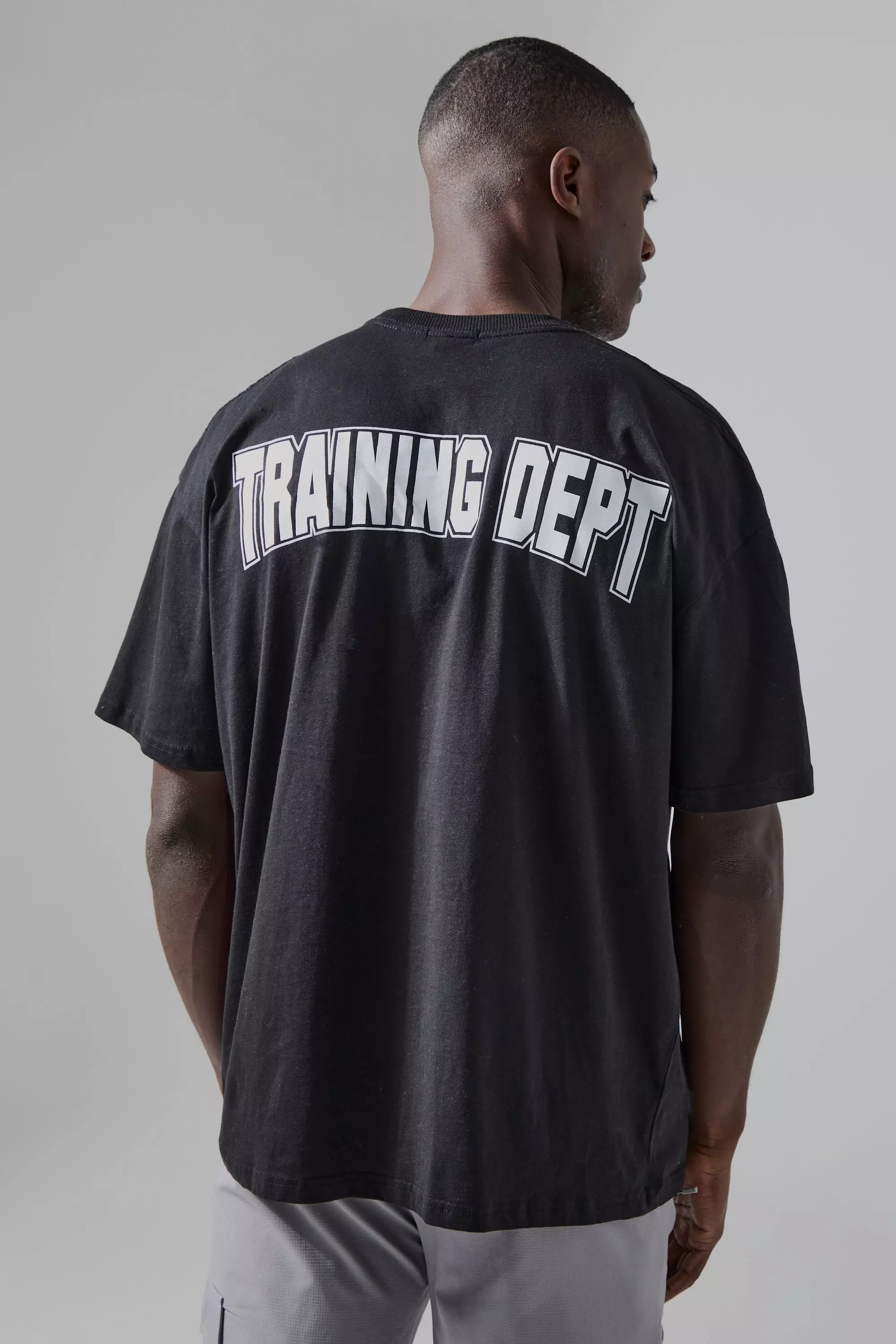 Active Training Dept Curved Print Oversized Tshirt Black