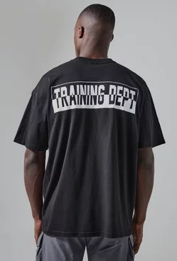 Black Active Training Dept Two Tone Print Oversized Tshirt