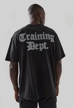 Active Training Dept Gothic Font Oversized Tshirt Black