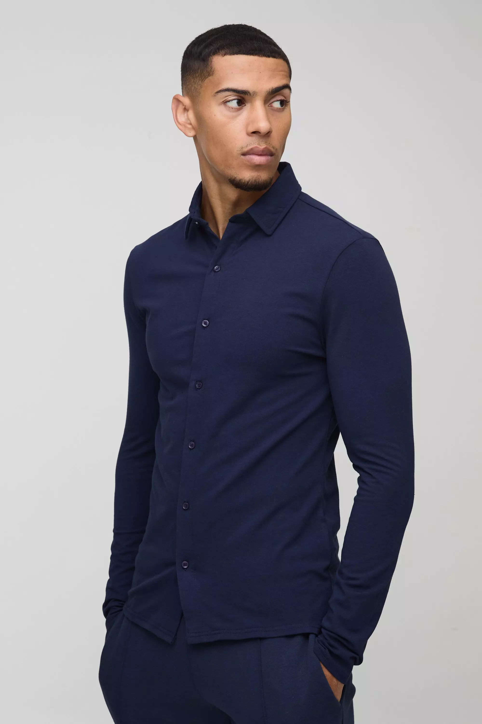 Chemise cintrée à manches longues, Navy autre image
