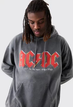 Oversized Acdc Wash License Hoodie Charcoal
