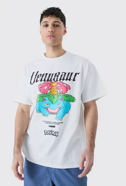 White Oversized Pokemon Venusaur License T-shirt