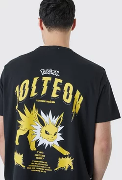 Oversized Pokemon Jolteon License T-shirt Black