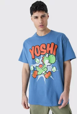 Oversized Yoshi Mario License T-shirt Blue