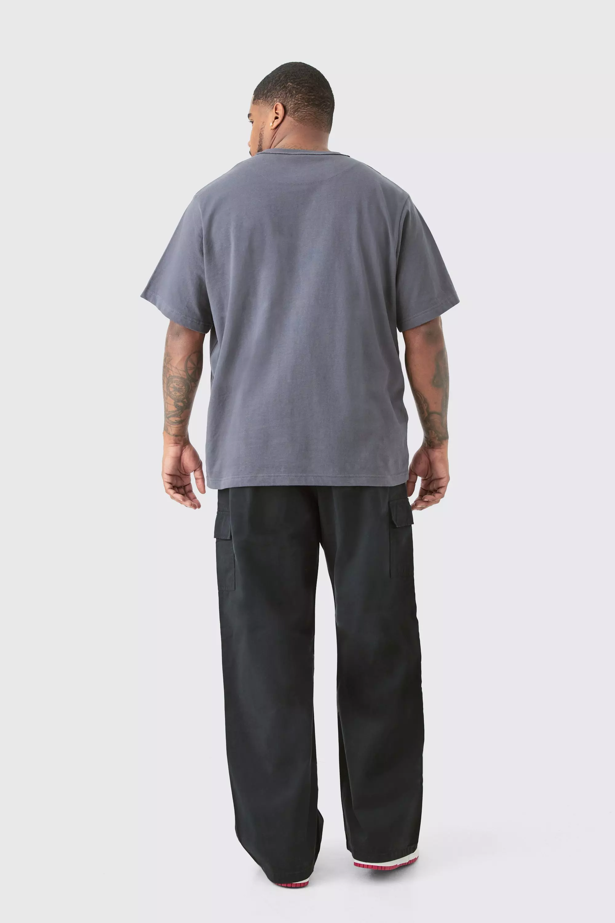 Black Plus Elasticated Waist Relaxed Fit Cargo Pants alternative image