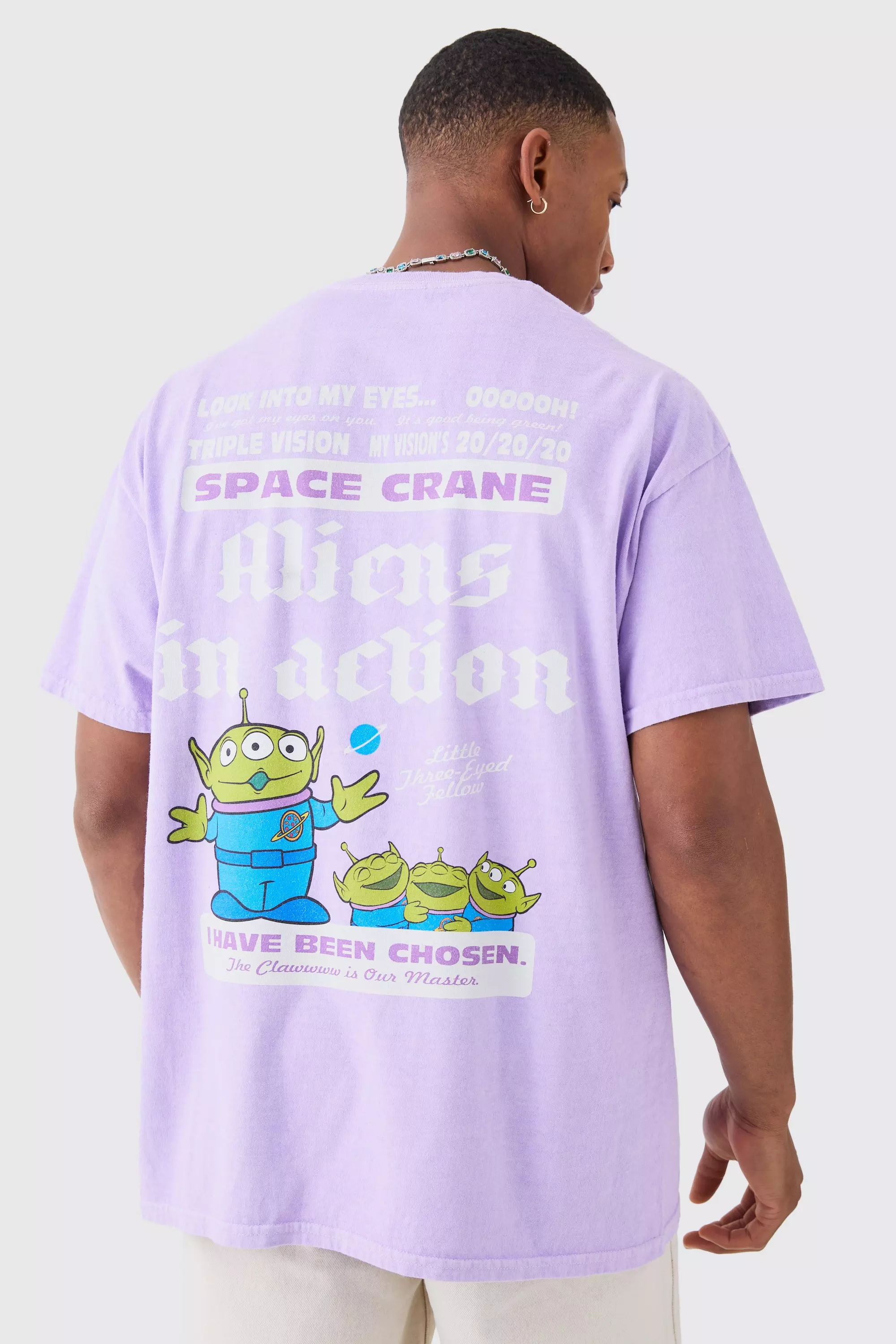 Oversized Toy Story Wash Alien License T-shirt Purple