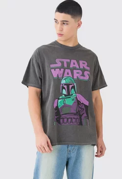 Charcoal Grey Oversized Star Wars Storm Trooper Wash License T-shirt