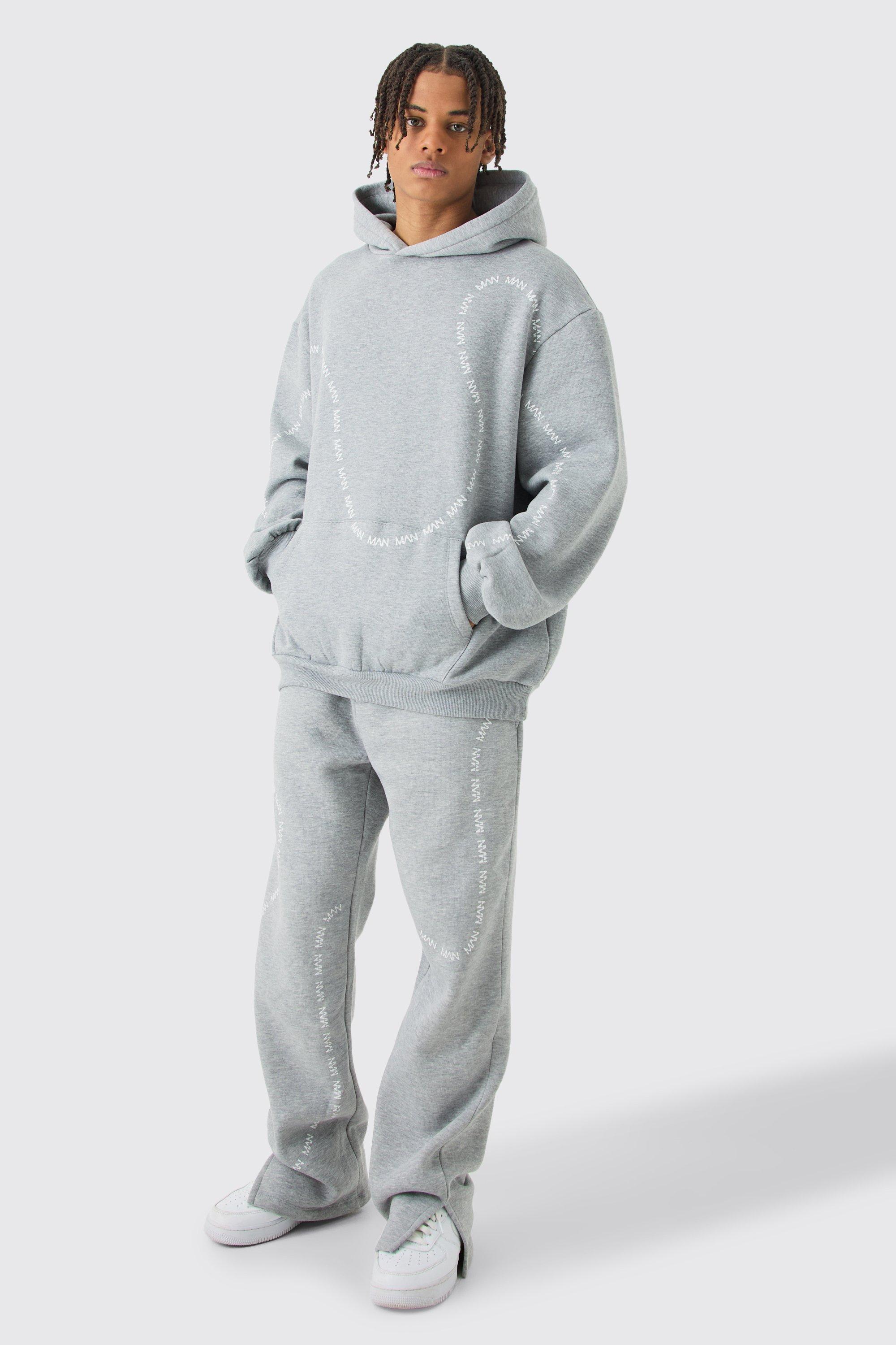 Oversized Man Dash Printed Split Hem Tracksuit boohooMAN