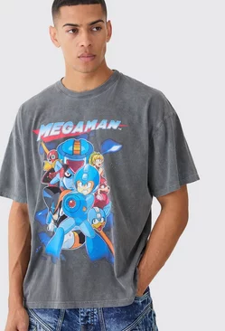 Oversized Megaman Wash License T-shirt Charcoal
