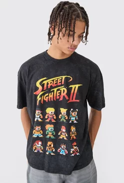 Oversized Street Fighter Arcade License T-shirt Black