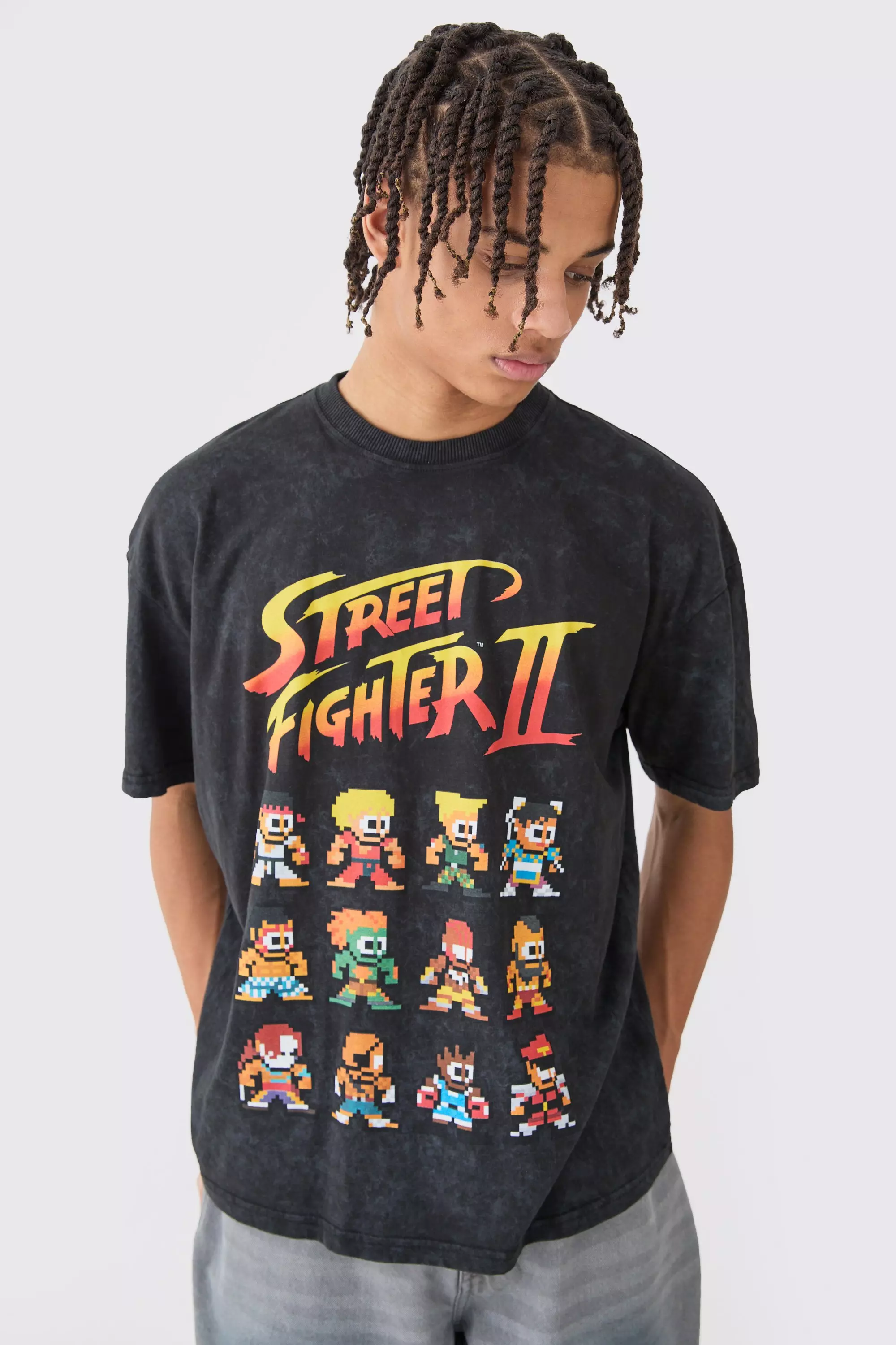 Black Oversized Street Fighter Arcade License T-shirt