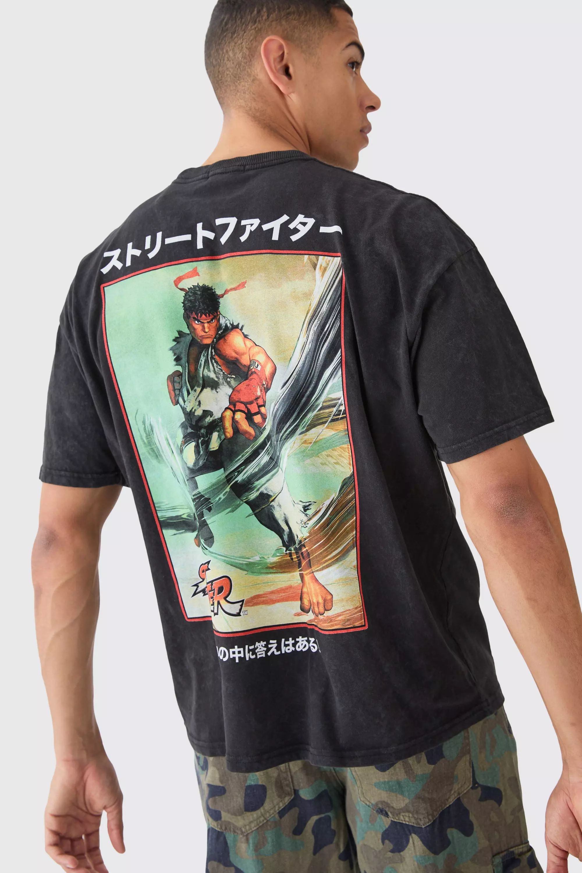 Oversized Street Fighter Anime License T-shirt Black