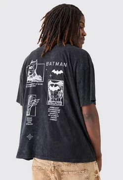 Oversized Batman Wash License T-shirt Charcoal