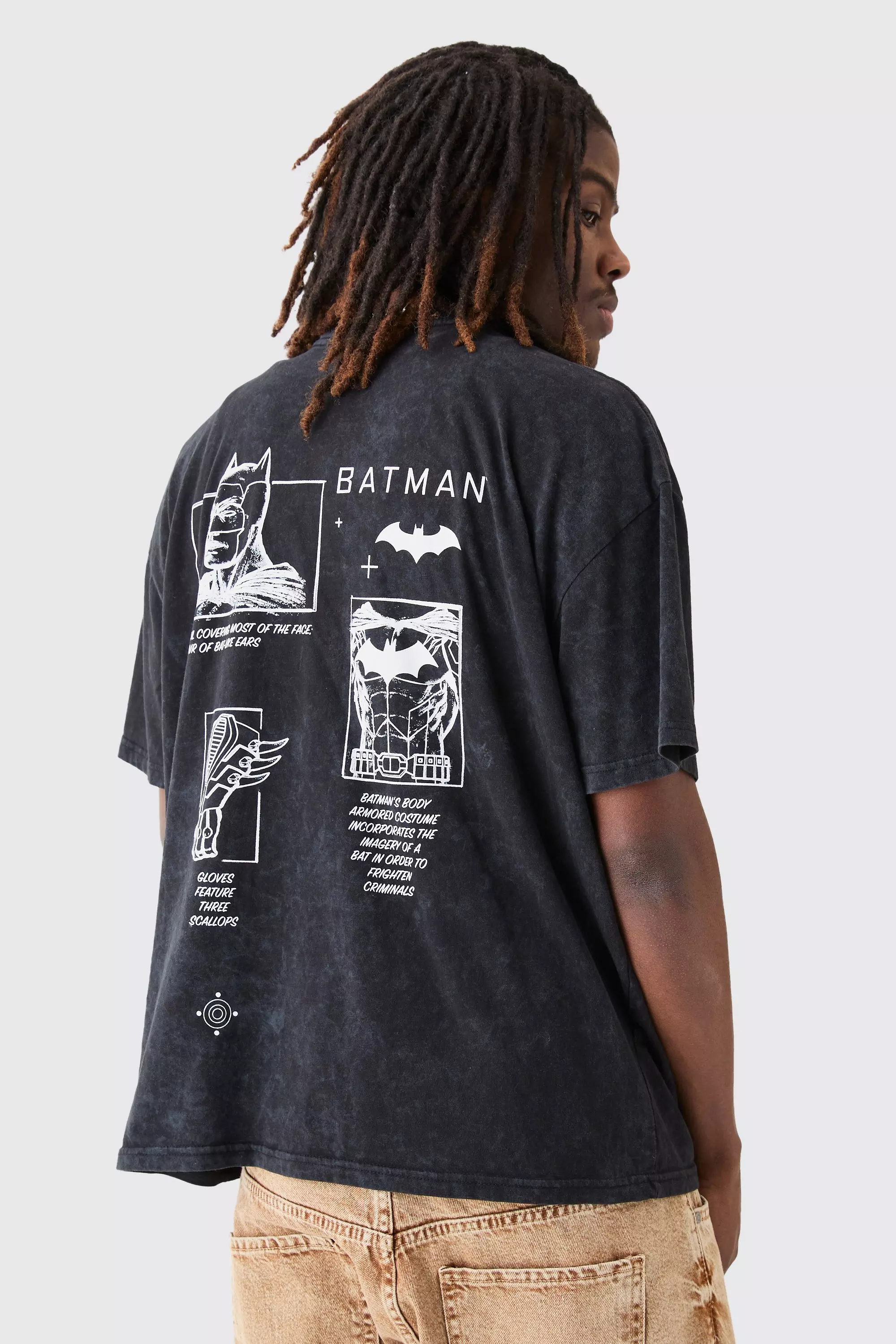 Oversized Batman Wash License T-shirt Charcoal