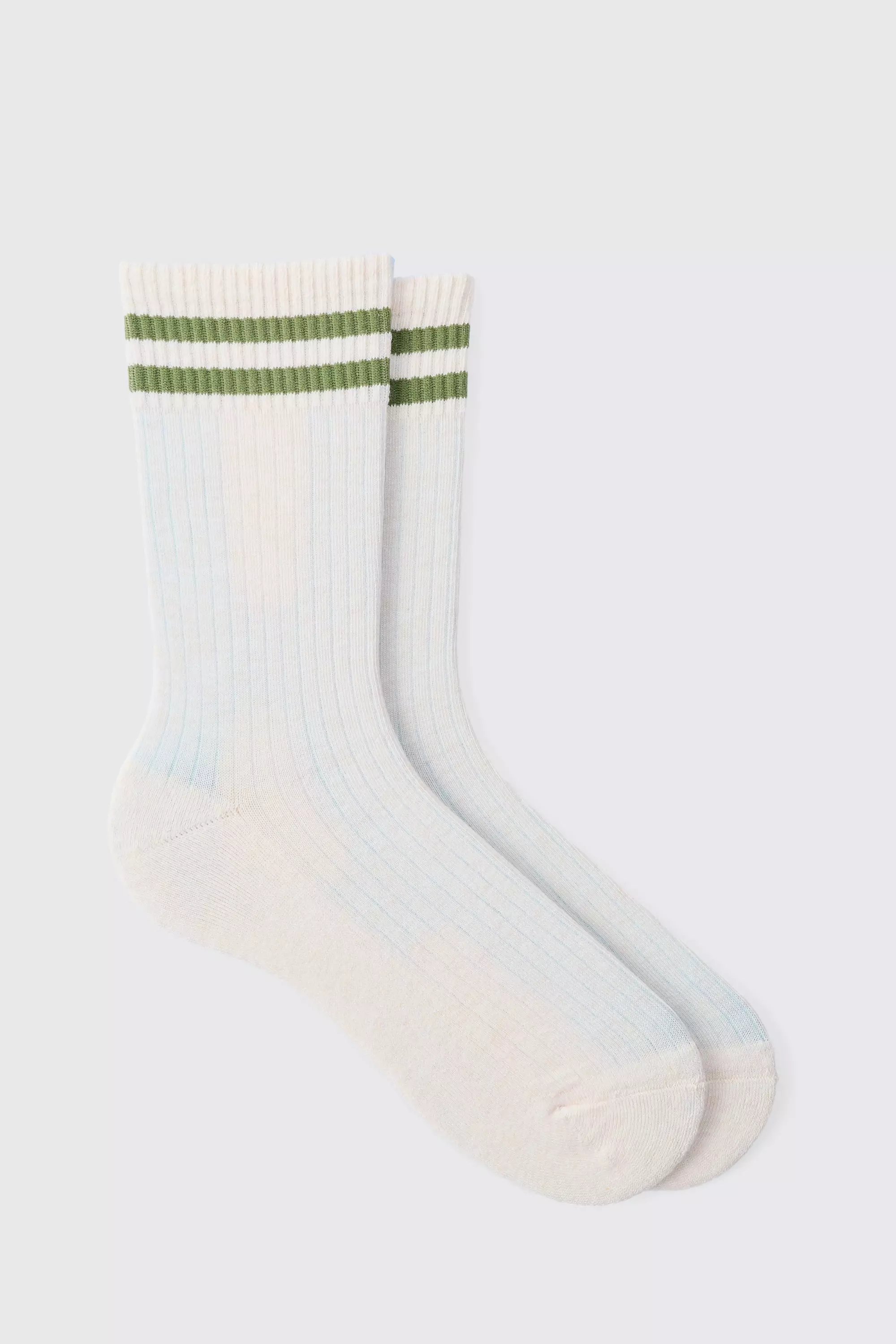 Waffle Stripe Socks Green