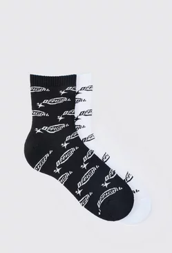 2 Pack Official Logo Print Socks Multi