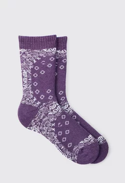 Bandana Print Socks Purple