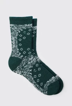Bandana Print Socks Green