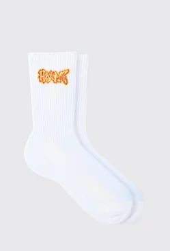 White Home Graffiti Logo Socks