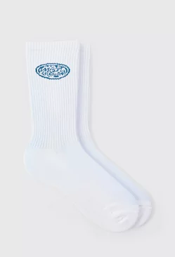 Man Logo Socks White