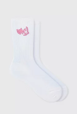 Ofcl Graffiti Logo Socks White