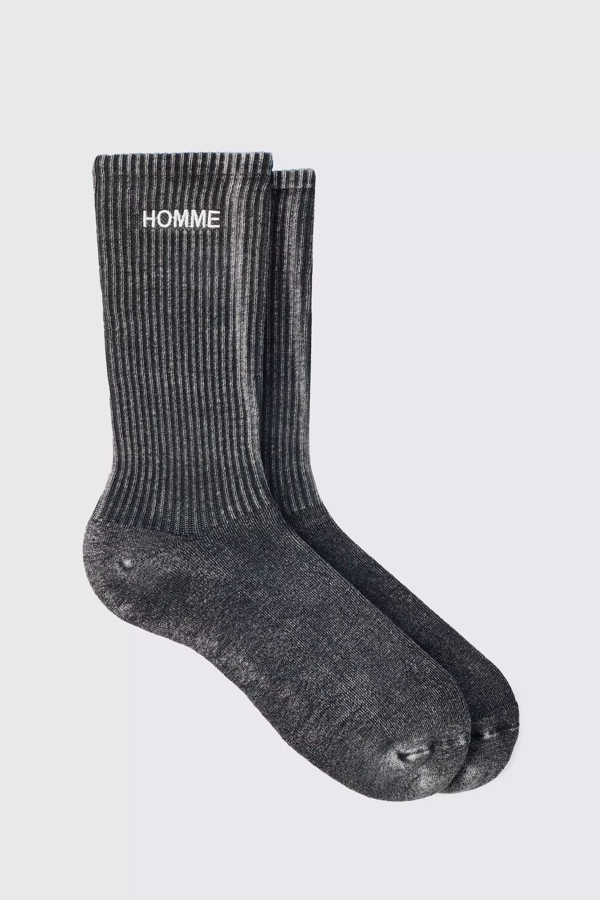 Homme Overdyed Grey Socks Grey