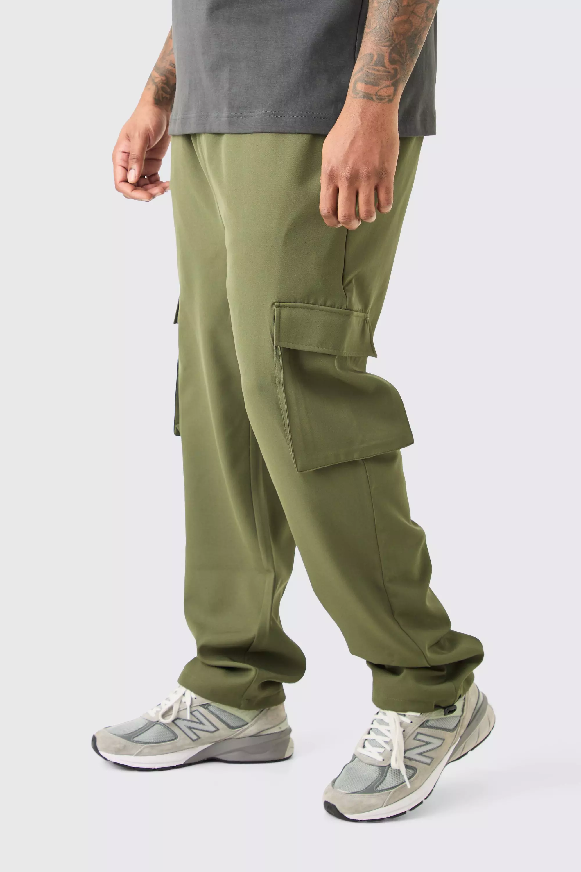 Plus Elastic Lightweight Stretch Skinny Cargo Trouser Khaki