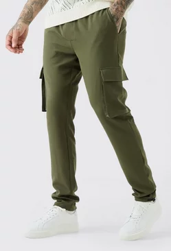 Khaki Tall Elastic Lightweight Stretch Skinny Cargo Trouser