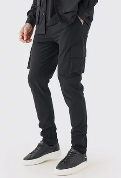 Black Tall Elastic Lightweight Stretch Skinny Cargo Trouser
