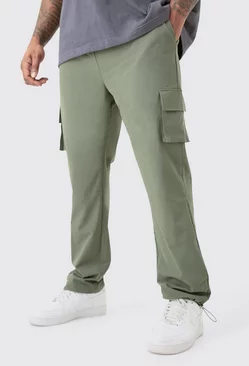 Khaki Plus Elastic Lightweight Stretch Skinny Cargo Trouser