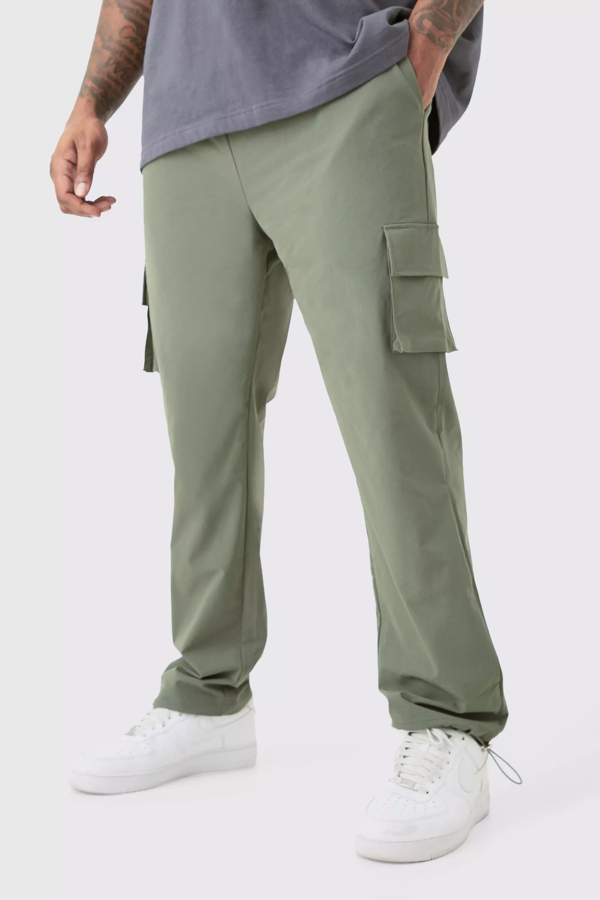 Plus Elastic Lightweight Stretch Skinny Cargo Trouser Khaki