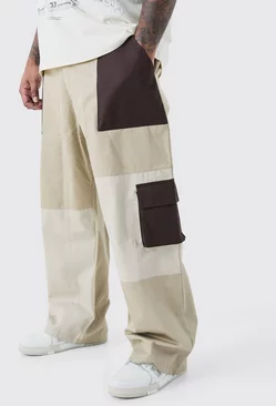 Plus Relaxed Fit Colour Block Cargo Trouser Chocolate