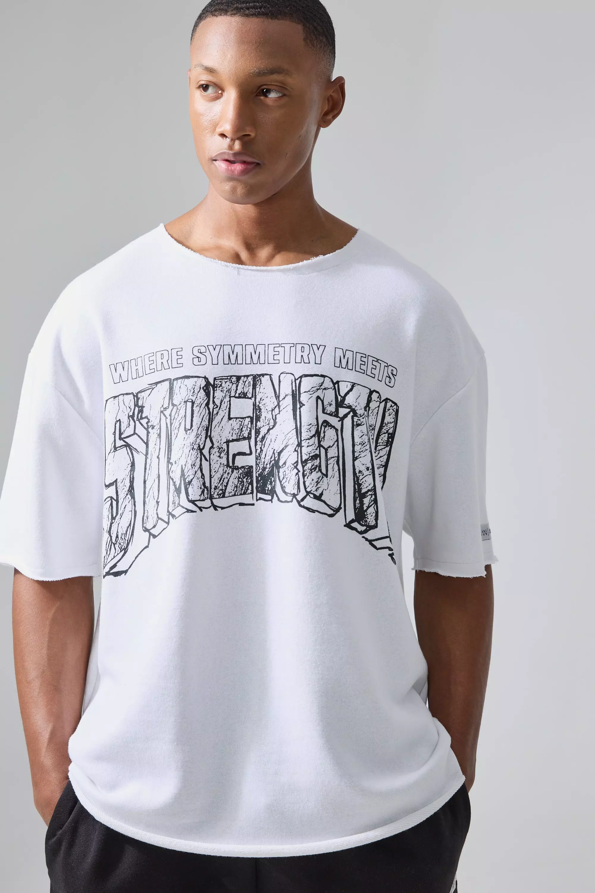 Man Active X Og Gym Oversized Raw Hem T-shirt White