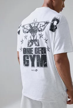 Man Active X Og Gym Oversized Xxl Back Print T-shirt Grey marl