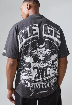 Man Active X Og Gym Oversized Extended Neck T-shirt Charcoal