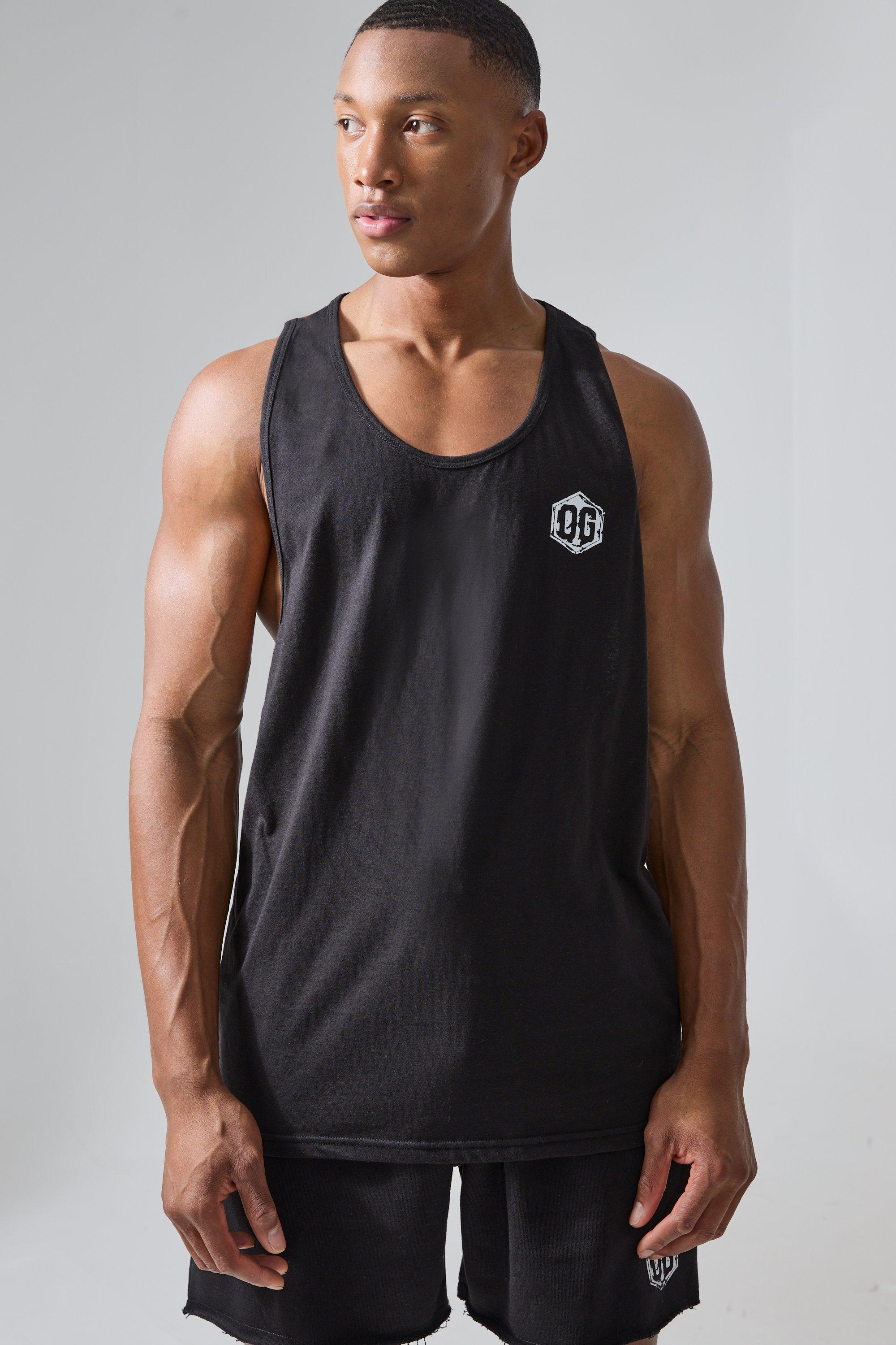 Man Active Gym Poly Gym Racer Tank Top