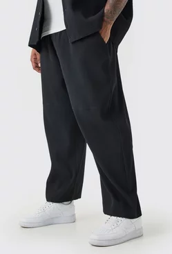 Black Plus Elasicated Waist Skate Cropped Pleated Trouser