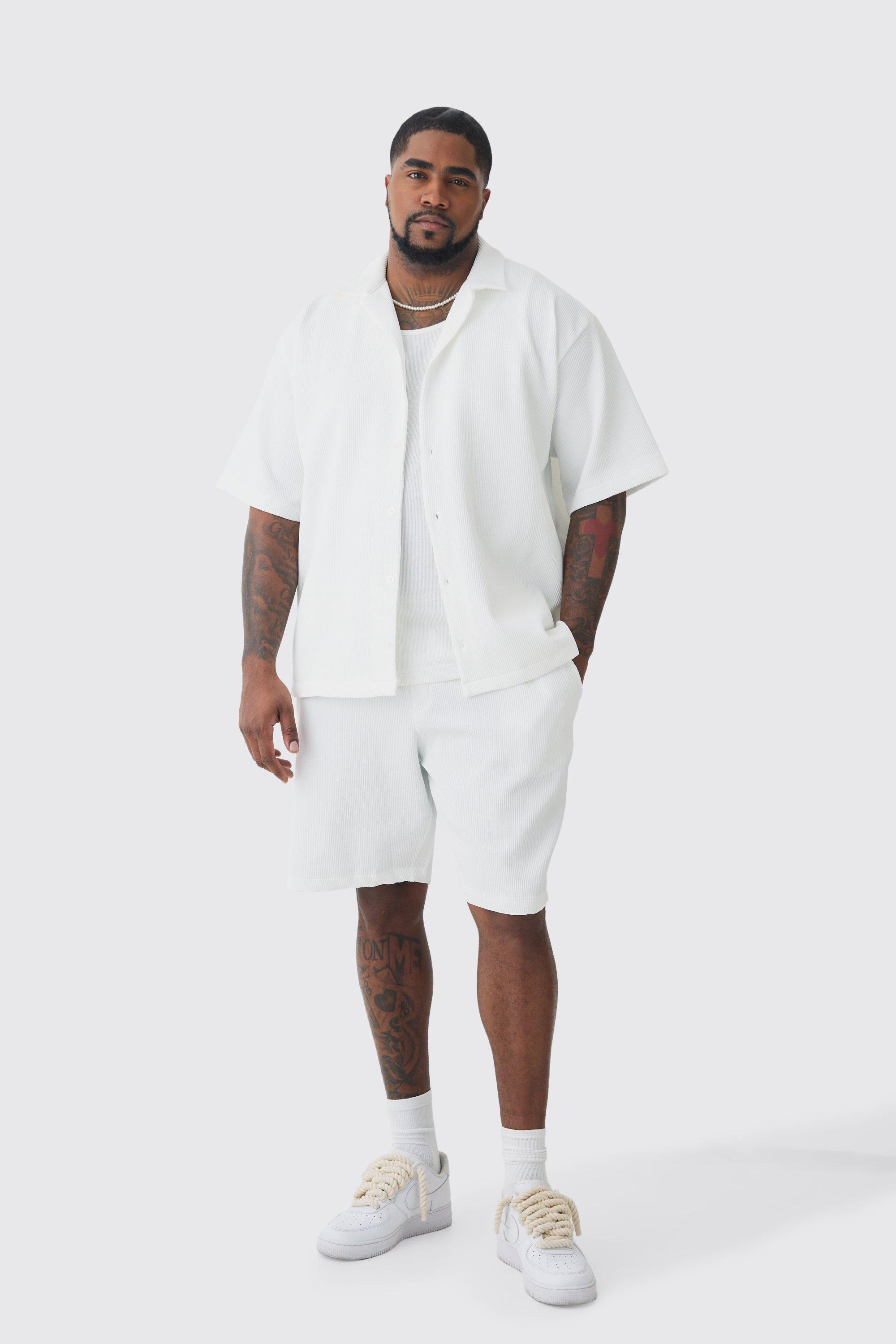 Short Sleeve Revere Oversized Pleated Shirt