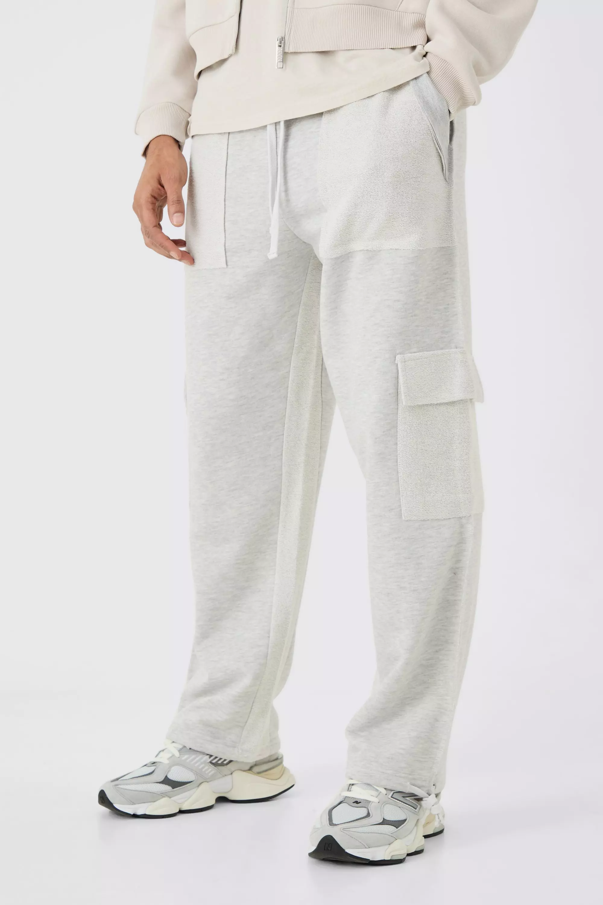 Grey Relaxed Reverse Loopback Cargo Jogger