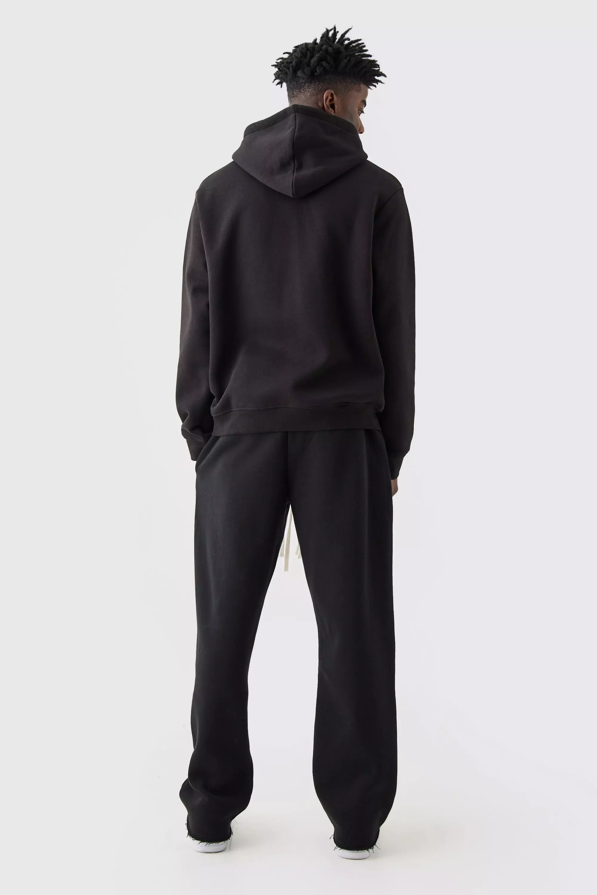 Lockere gestreifte Jogginghose mit rohem Saum, Black alternatives Bild