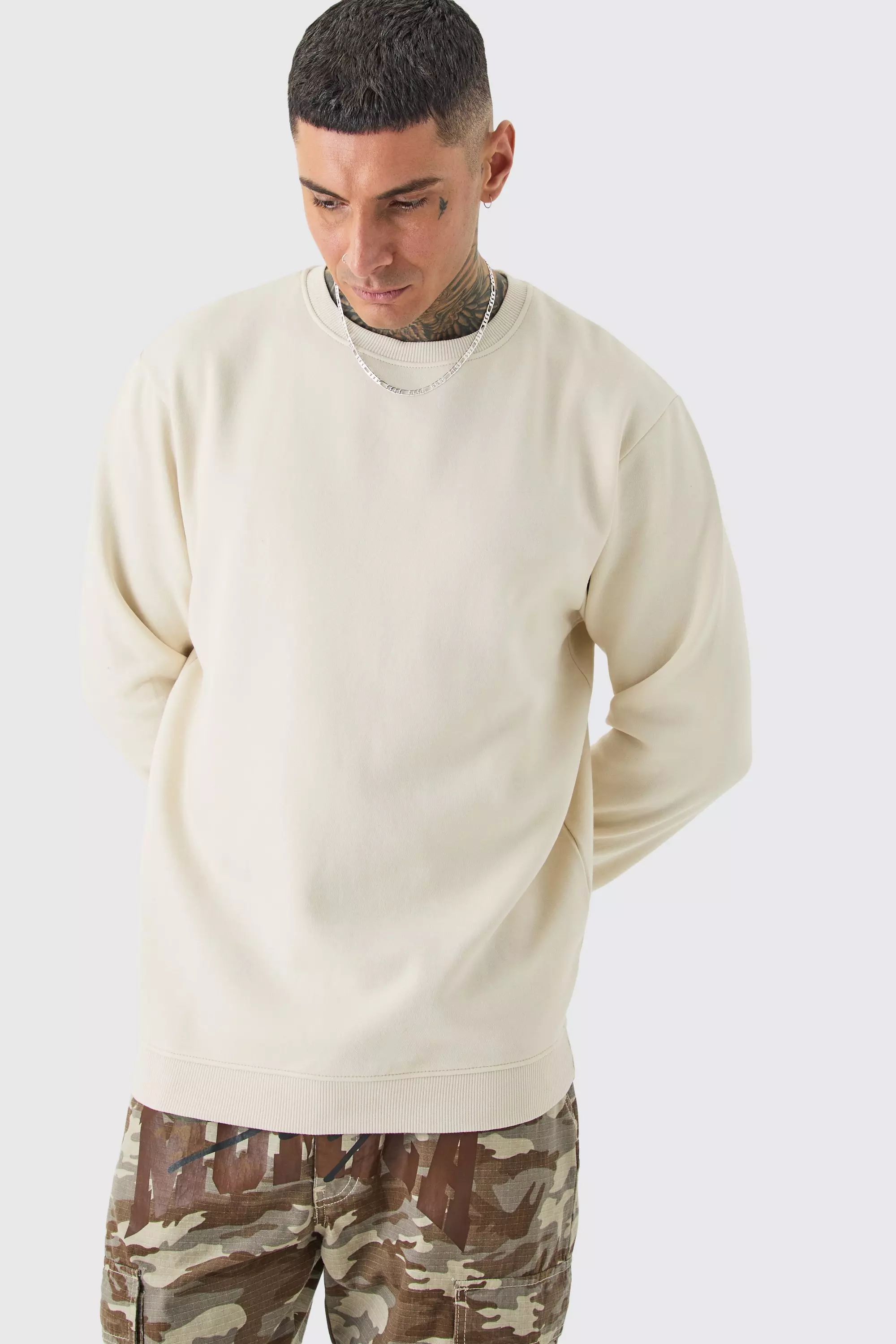 Tall Basic Crew Neck Sweatshirt Beige