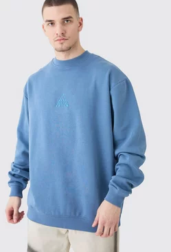 Tall Man Oversized Extended Neck Sweatshirt Dusty blue