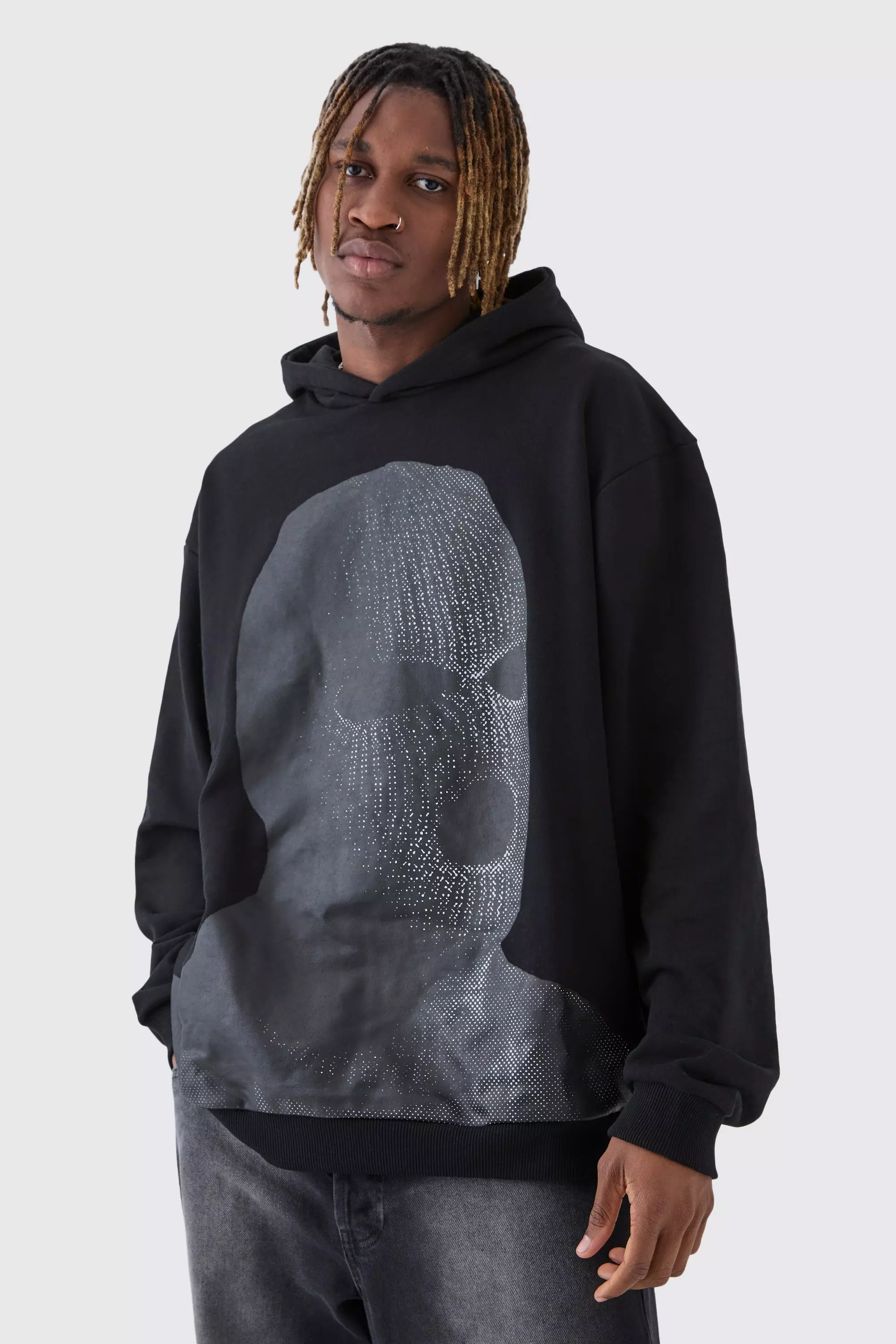 Tall Oversized Heavyweight Loopback Graphic Hoodie boohooMAN UK
