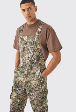 Khaki Forest Camo Cargo Pocket Relaxed Dungarees